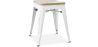 Buy Bistrot Metalix style stool - Metal and Light Wood  - 45cm White 59692 - in the UK