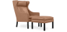 Buy 2204 Armchair with Matching Ottoman - Faux Leather Light brown 15449 in the United Kingdom