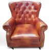 Buy Design Armchair Churchill Lounge - Premium Leather & Wood Vintage brown 48375 - in the UK