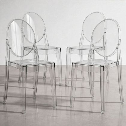 Buy X4 Dining chair Victoire Design Transparent Grey transparent 16459 in the United Kingdom 
