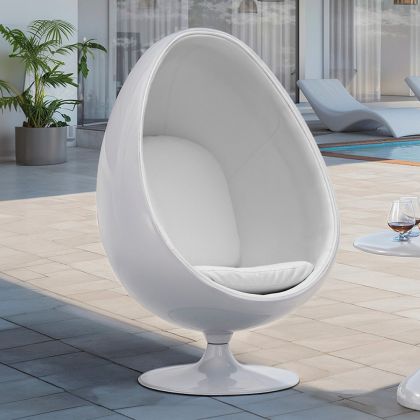 Buy Armchair Ele Chair - White Exterior - Fabric Black 13192 at MyFaktory 