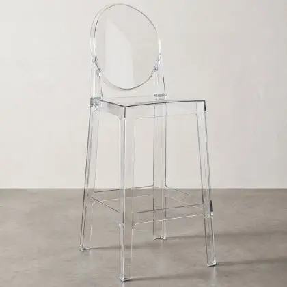 Buy Bar stool with backrest Victoire - 65cm - Design Transparent Transparent 58805 - in the UK 