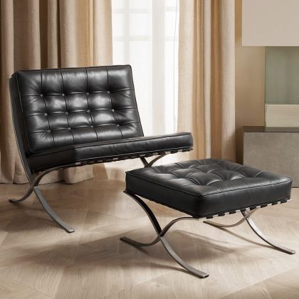 Buy City Armchair with Matching Ottoman - Faux Leather Black 13183 home delivery 