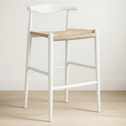 Buy Rope Design Bar Stool Boho Bali - 75cm - Wood White 99958406 in the United Kingdom 