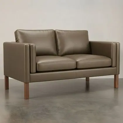 Buy Design Sofa 2332 (2 seats) - Faux Leather Taupe 13921 at MyFaktory 