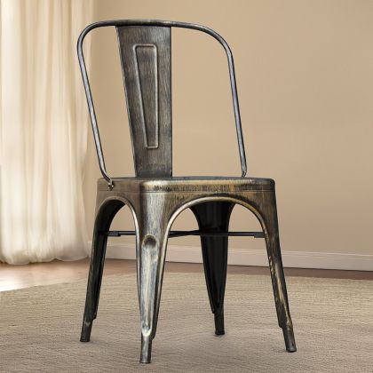 Buy Dining chair Bistrot Metalix Industrial Square Metal - New Edition Metallic bronze 32871 at MyFaktory 