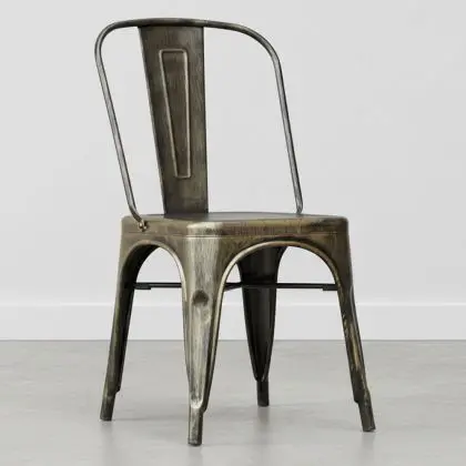Buy Dining chair Bistrot Metalix Industrial Square Metal - New Edition Metallic bronze 32871 at MyFaktory 