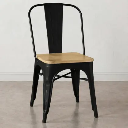 Buy Bistrot Metalix Chair Square Wooden - Metal Black 32897 - in the UK 