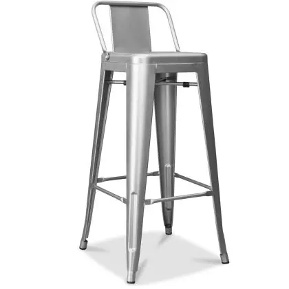Buy Bistrot Metalix stool with small backrest - 76cm Yellow 58348 - in the UK 