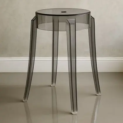 Buy Stool  Victoire - 47cm - Design Transparent Light grey 29572 - prices 