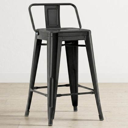 Buy Bar Stool with Backrest Industrial Design - 60cm - Metalix White 58409 - in the UK 