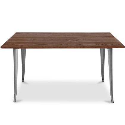 Buy Bistrot Metalix Industrial Dining Table - 140 cm - Dark Wood Steel 58996 with a guarantee 