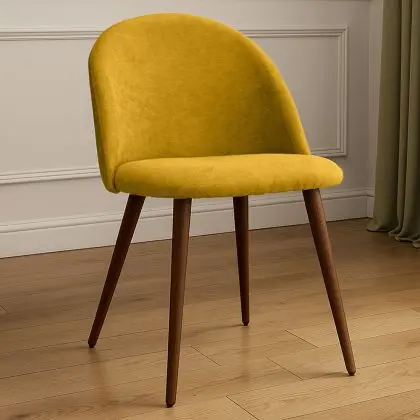 Buy Dining Chair - Upholstered in Fabric - Scandinavian Style - Bennett Yellow 58982 in the United Kingdom 