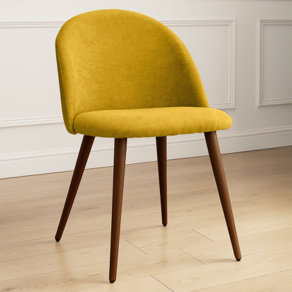 Buy Dining Chair - Upholstered in Fabric - Scandinavian Style - Bennett Yellow 58982 in the United Kingdom 