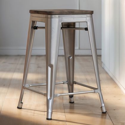 Buy Bar Stool - Industrial Design - Wood & Steel - 60cm -Metalix Green 58354 home delivery 