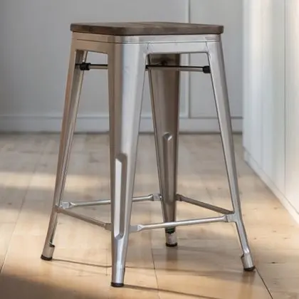 Buy Bar Stool - Industrial Design - Wood & Steel - 60cm -Metalix Green 58354 - prices 