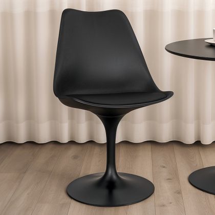 Buy Dining Chair - Black Swivel Chair - Tulipa Black 59159 in the United Kingdom 