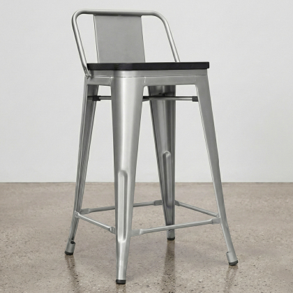 Buy Industrial Design Bar Stool with Backrest - Wood & Steel - 60 cm - Metalix Pastel orange 59117 home delivery 