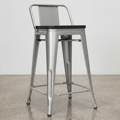 Buy Industrial Design Bar Stool with Backrest - Wood & Steel - 60 cm - Metalix Industriel 59117 - prices 
