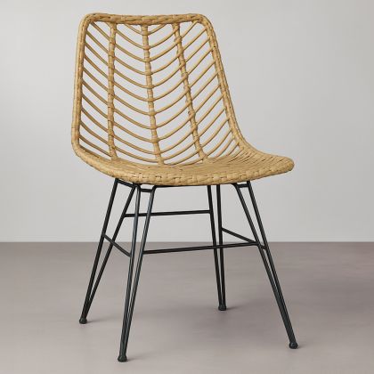 Buy Synthetic wicker dining chair - Valery Natural wood 59254 - in the UK 