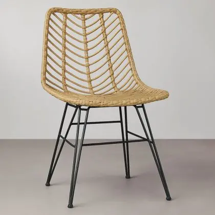 Buy Synthetic wicker dining chair - Valery Natural wood 59254 in the United Kingdom 