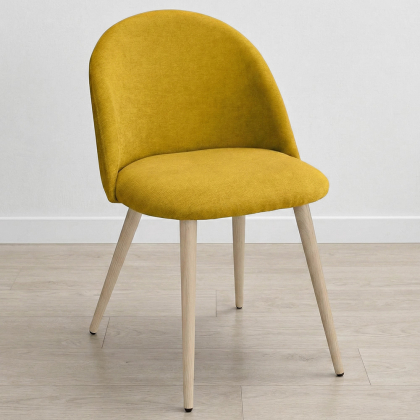 Buy Dining Chair - Upholstered in Fabric - Scandinavian Style - Bennett  Yellow 59261 with a guarantee 