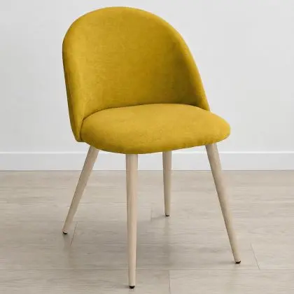 Buy Dining Chair - Upholstered in Fabric - Scandinavian Style - Bennett  Yellow 59261 with a guarantee 