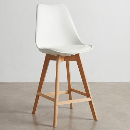 Buy Premium Brielle Scandinavian design bar stool with cushion - Wood White 59278 at MyFaktory 