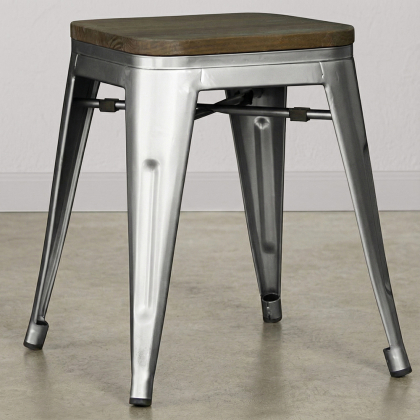 Buy Industrial Design Stool - Wood & Steel - 45cm - Metalix Pastel orange 58350 at MyFaktory 