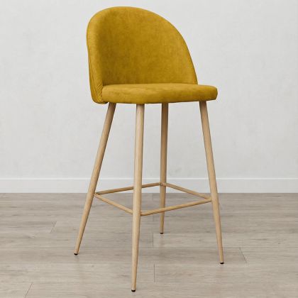 Buy Fabric Upholstered Stool - Scandinavian Design - 76cm - Bennett Yellow 59356 - in the UK 