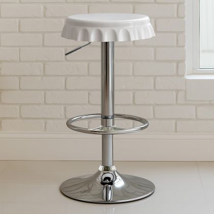 Buy Swivel Chromed Metal Bottle Cap Bar Stool - Height Adjustable Black 49737 with a guarantee 