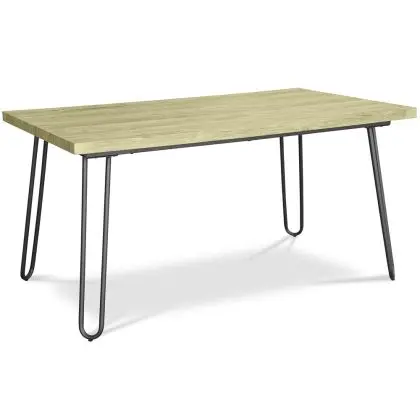 Buy 150x90 Holly Industrial dining table style Hairpin legs - Wood and metal Natural wood 59465 - prices 