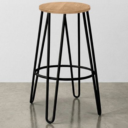 Buy Hairpin Bar Stool 66cm - Light wood and metal Dark grey 59500 at MyFaktory 