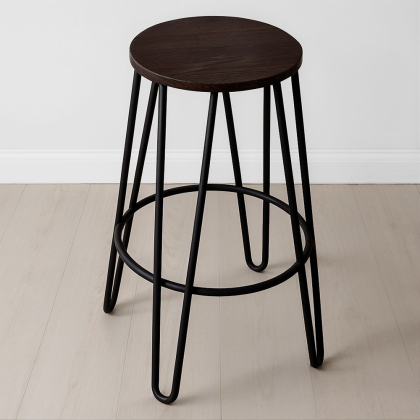 Buy Hairpin Bar Stool 66cm - Dark wood and metal Light grey 59501 - in the UK 