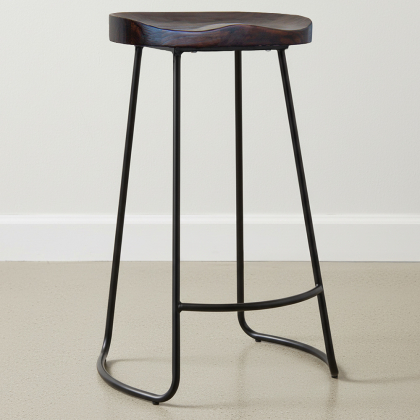 Buy Industrial Bar Stool 76 cm Aiyana - Dark wood and metal Steel 59570 with a guarantee 