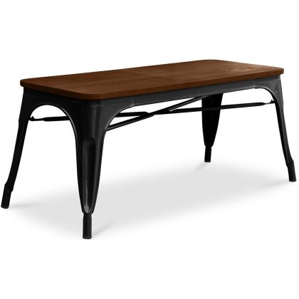 Buy Bistrot Metalix Bench Industrial Style - Dark Wood Steel 58436 - in the UK 