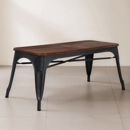 Buy Bistrot Metalix Bench Industrial Style - Dark Wood Steel 58436 - in the UK 