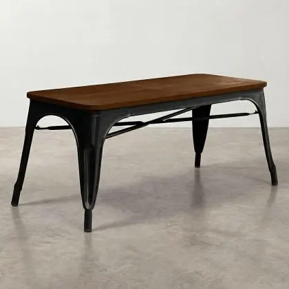 Buy Bistrot Metalix Bench Industrial Style - Dark Wood Turquoise 58436 - in the UK 