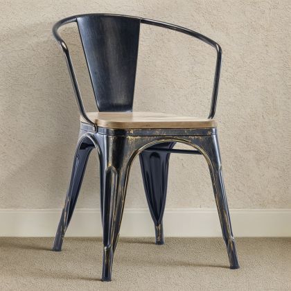 Buy Bistrot Metalix Chair with Armrest - Metal and Light Wood Pastel orange 59711 at MyFaktory 