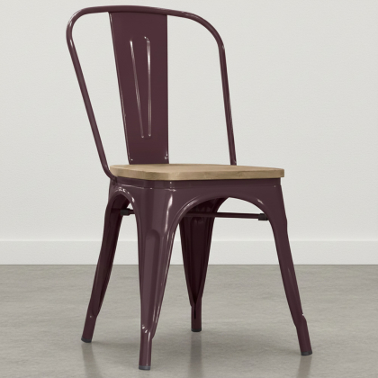 Buy Bistrot Metalix Chair - Metal and Light Wood Light Purple 59707 with a guarantee 