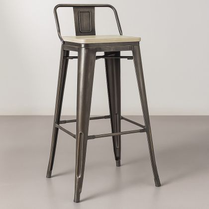 Buy Bar Stool with Backrest - Industrial Design - 76 cm - Metalix Pastel pink 59694 home delivery 