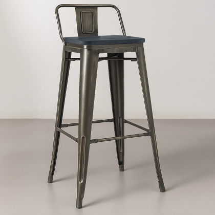 Buy Bistrot Metalix style bar stool with small backrest - Metal and dark wood - 76 cm White 59693 in the United Kingdom 