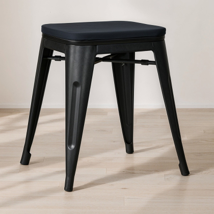 Buy Bistrot Metalix style stool - 46cm - Metal and dark wood Red 59691 at MyFaktory 