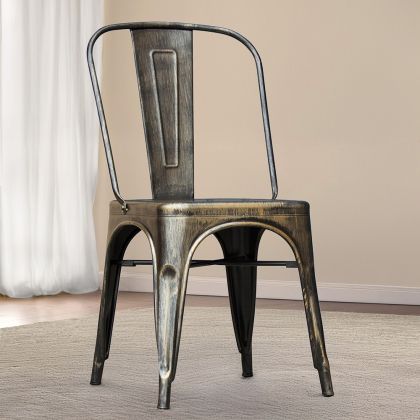 Buy Bistrot Metalix style chair square Seat - New edition - Metal Dark grey 59687 home delivery 