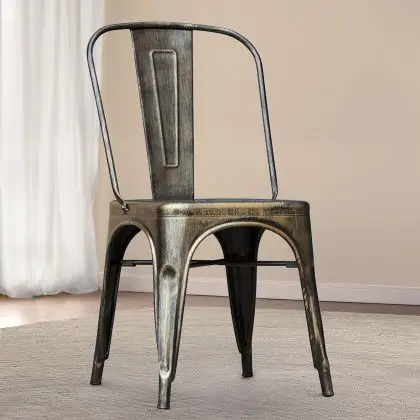 Buy Bistrot Metalix style chair square Seat - New edition - Metal Dark grey 59687 home delivery 
