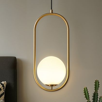 Buy Lucille Hanging Lamp - Metal and Glass Gold 59624 in the United Kingdom 