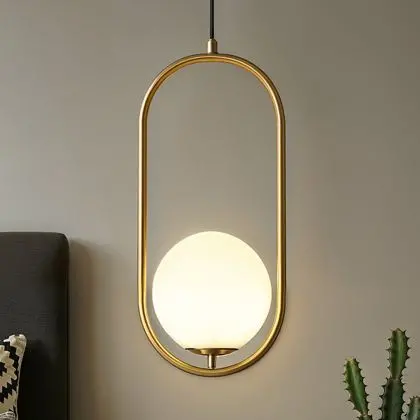 Buy Lucille Hanging Lamp - Metal and Glass Gold 59624 in the United Kingdom 