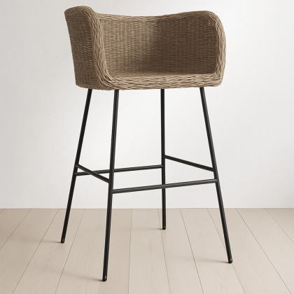Buy Bar Stool Design Boho Bali - Synthetic Rattan - 76cm - Gazala  Natural wood 59822 home delivery 