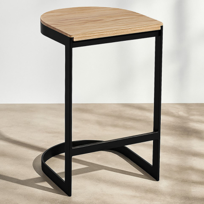 Buy Industrial stool in metal and wood 60cm - Esis Black 59719 with a guarantee 