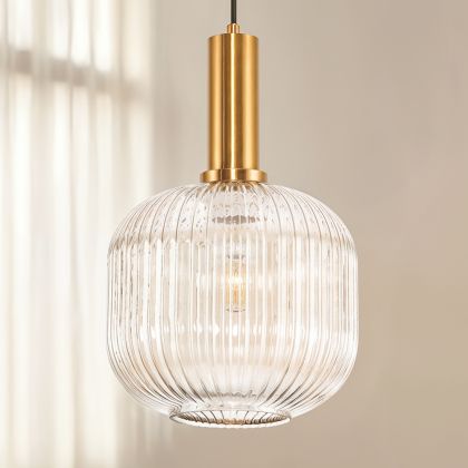 Buy Pendant lamp in vintage style, glass and metal - Genoveva Beige 59835 at MyFaktory 